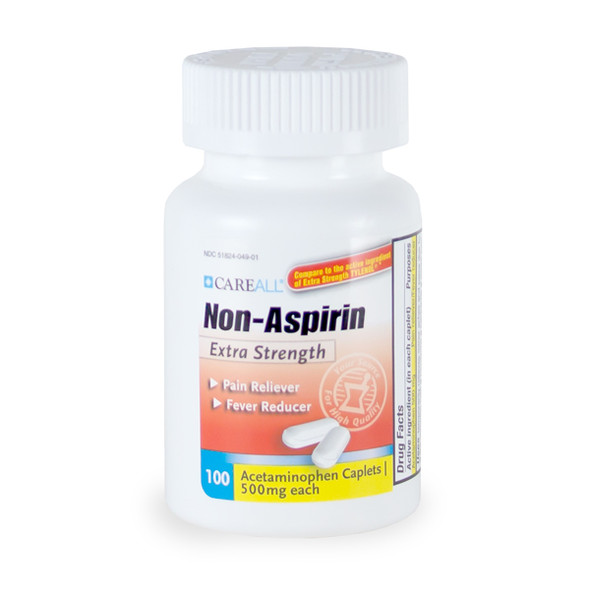 New World Imports CareAll Acetaminophen Extra-Strength Caplets, 500mg, 24 bottles/case, Case Pack