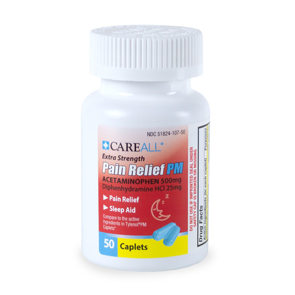 New World Imports CareAll Acetaminophen PM Caplets, Acetaminophen 500mg & Diphenhydramine HCl 25mg