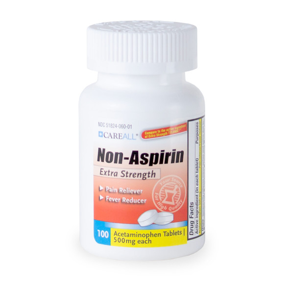New World Imports CareAll Acetaminophen Extra-Strength Tablets, 500mg, 24 bottles/case, Case Pack