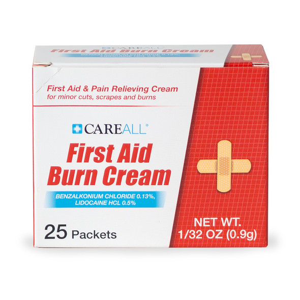 New World Imports CareAll 0.9g First Aid Burn Cream Packet (25 per box), Bulk Case Pack for Facility Programs
