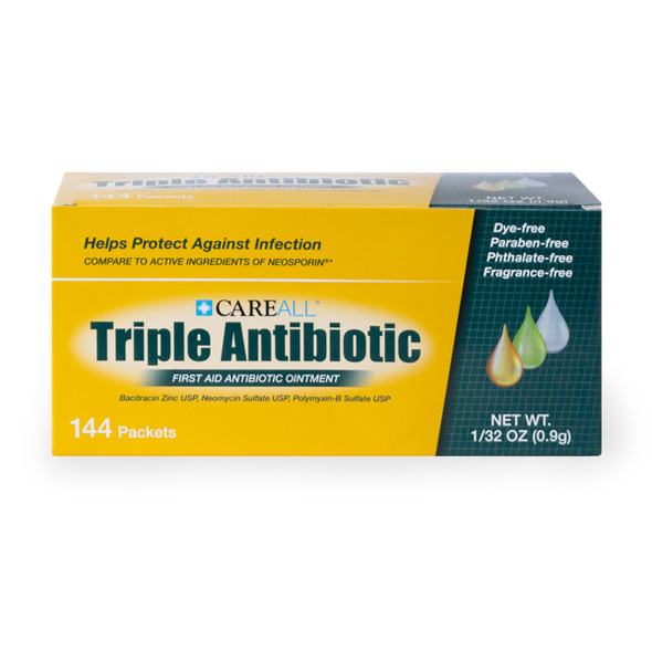 New World Imports CareAll 0.9g Triple Antibiotic Ointment Packet (144 per box), Patient Care and Hygiene Kits
