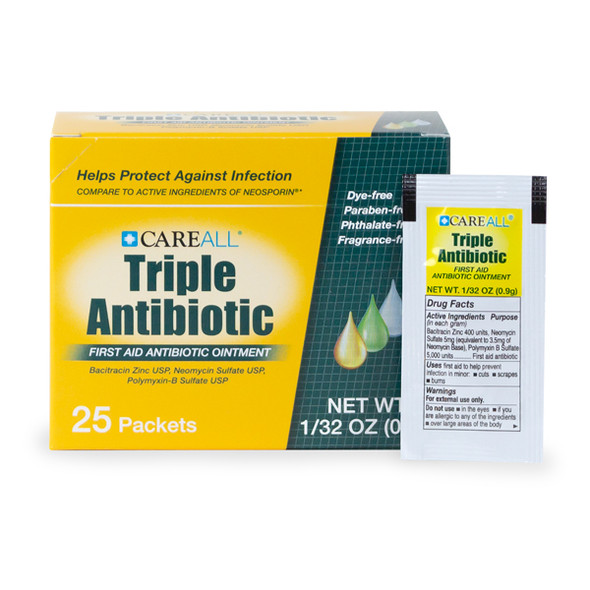 New World Imports CareAll 0.9g Triple Antibiotic Ointment Packet (25 per box), Patient Care and Hygiene Kits