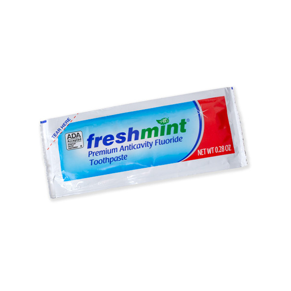 New World Imports Freshmint Single Use Premium Anticavity Fluoride Toothpaste Packet (ADA Approved)