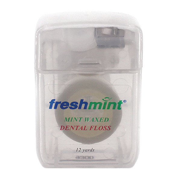 New World Imports Freshmint 12 Yards Mint Waxed Dental Floss, 12 bags of 12 units (144 units per case)