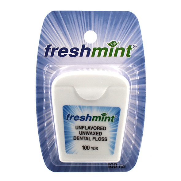 New World Imports Freshmint 100 Yards Unwaxed/Unflavored Dental Floss, 6 bags of 12 units (72 units per case)