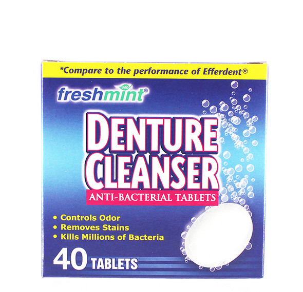 New World Imports Freshmint Boxed Denture Cleanser Tablets – 40 count, Bulk Case Pack for Facility Programs