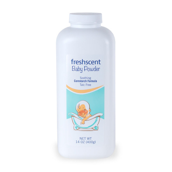 New World Imports Freshscent 14 oz. Cornstarch Baby Powder (Talc-Free), 24 bottles/case, Case Pack