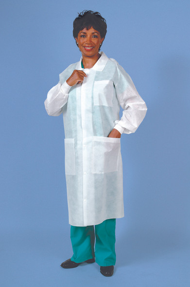 Busse SMS Protective Lab Coats, White, Large and X-Large Size, Staff and Visitor Coverage, 25 per Case