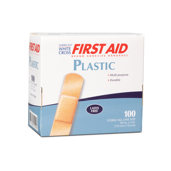 Dukal Sterile Plastic Adhesive Bandages, 3/4" x 3", 100/Box, 12 BX/CS, 1200 per Case, for Bandages
