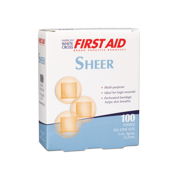 Dukal Sterile Sheer Spot Adhesive Bandages, 7/8", 100/Box, 24 BX/CS, 7/8" Spot, 2400 per Case