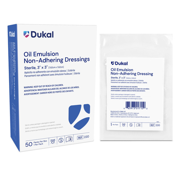 Dukal Sterile Oil Emulsion Non-Adhering Dressings, 3" x 3", 1/Pack, 50PK/BX, 50 pk/bx, 50 per Case