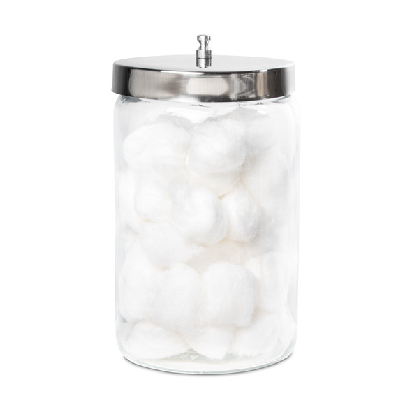 Dukal Glass Sundry Jars with Stainless Steel Lid, 7" x 4-1/4", Non-Sterile, 1/Box, 6 BX/CS