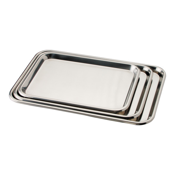 Dukal Stainless Steel Instrument Tray Flat, 15-1/8" x 10-1/2" x 5/8", Non-Sterile, 12/Box, 12 per Case