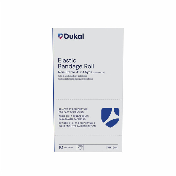 Dukal Latex Elastic Bandage Roll, 4" x 4.5 yds, Non-Sterile, 10/Box, 5 BX/CS, 4" x 4.5yd, 50 per Case