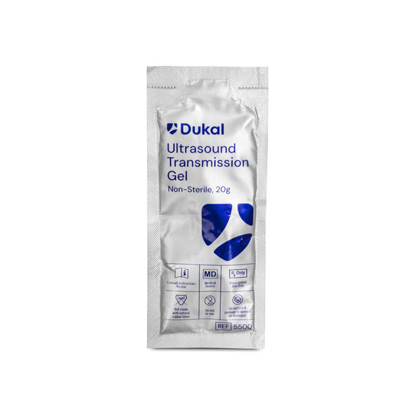 Dukal Ultrasound Transmission Gel, 20 g, Non-Sterile, 100 PK/BX, 4BX/CS, Clear Color, 20g Non-Sterile