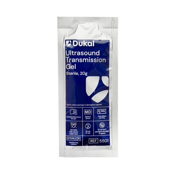 Dukal Sterile Ultrasound Transmission Gel, 20 g, 100PK/BX, 4BX/CS, Clear Color, 20g Sterile