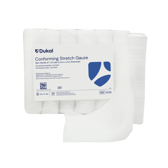 Dukal Conforming Stretch Gauze, 6" x 4.1 yds, Non-Sterile, 6/Bag, 8 BG/CS, 48 per Case, for Gauzes