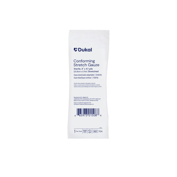 Dukal Sterile Conforming Stretch Gauze, 4" x 4.1 yds, 1/Pack, 12 PK/BX, 8 BX/CS, 96 per Case