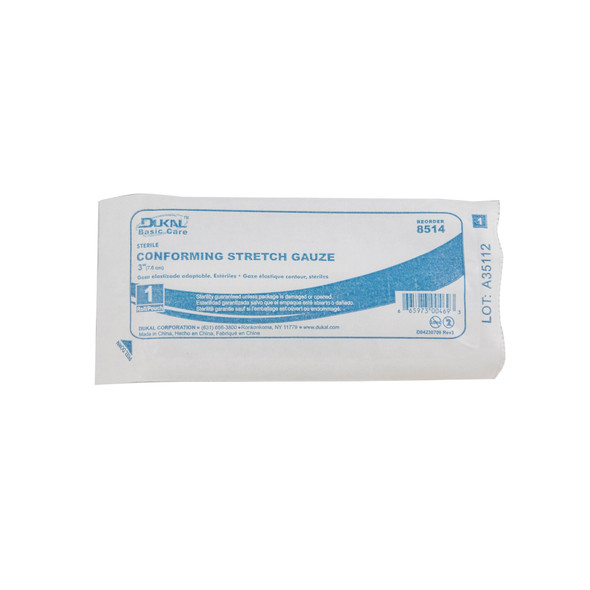 Dukal Everyday Care Sterile Conforming Stretch Gauze, 3", 1/Pack, 12 PK/BX, 8 BX/CS, 3" Sterile