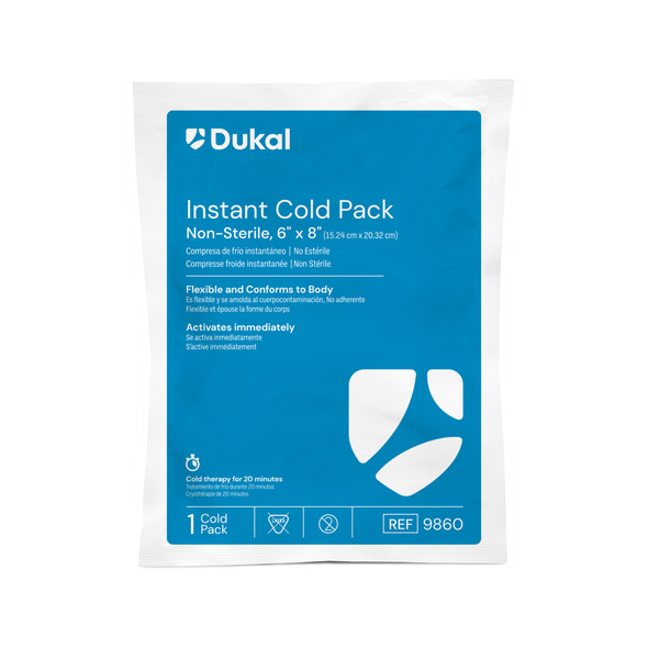 Dukal Instant Cold Pack 6" X 8", Non-Sterile, 24 per Case, for Hot & Cold Therapy, Helps reduce swelling