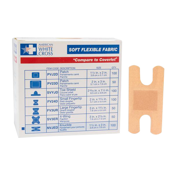 Dukal Sterile Soft Flexible Fabric Knuckle Adhesive Bandages, 1-1/2" x 3", 100/Box, 12 BX/CS