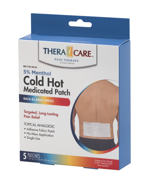 Veridian TheraCare Cold Hot 5% Menthol Medicated Patch – MAXIMUM STRENGTH RELIEF , 5 COUNT PACK 