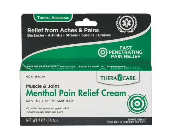 Veridian TheraCare Menthol Pain Relief Cream – Provides fast, 24/cs, Sold As Listed For Home