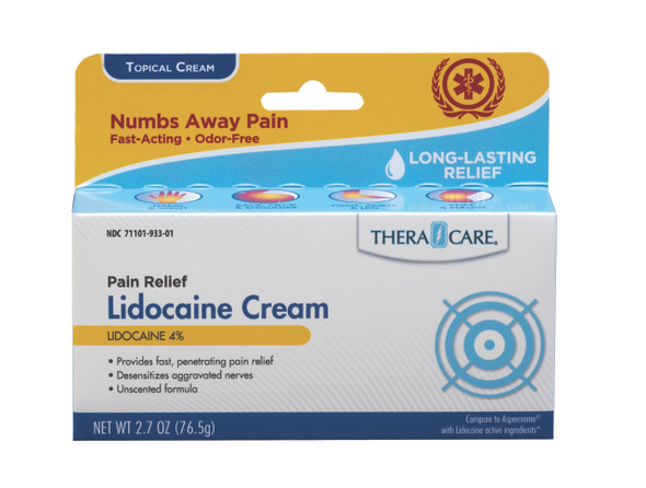 Veridian TheraCare Pain Relief Lidocaine Cream – MAXIMUM STRENGTH RELIEF , FAST-ACTING LIDOCAINE 