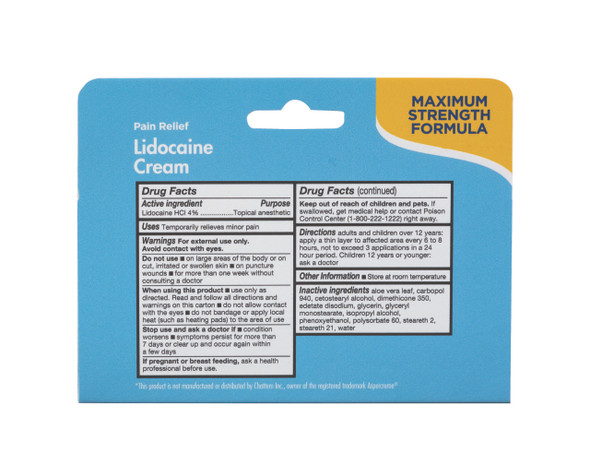 Veridian TheraCare Pain Relief Lidocaine Cream 2.7oz – MAXIMUM STRENGTH RELIEF , FAST-ACTING LIDOCAINE 