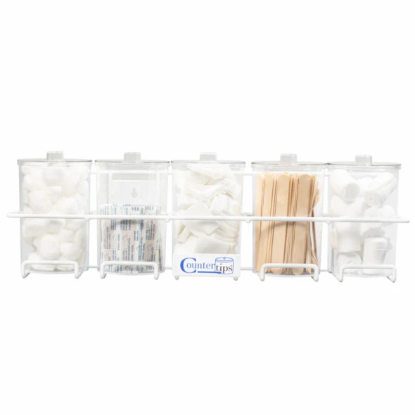 Dukal CounterTips 5 Sundry Jar Rack – PE Coated Iron, Space-Saving Medical Organizer, Holds Glass or Plastic Jars