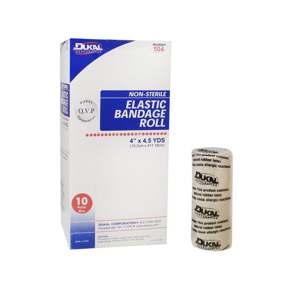 Dukal Non-Sterile Elastic Bandage Rolls – Latex-Free Compression Wraps, 2" to 6" Widths, 4.5 Yards