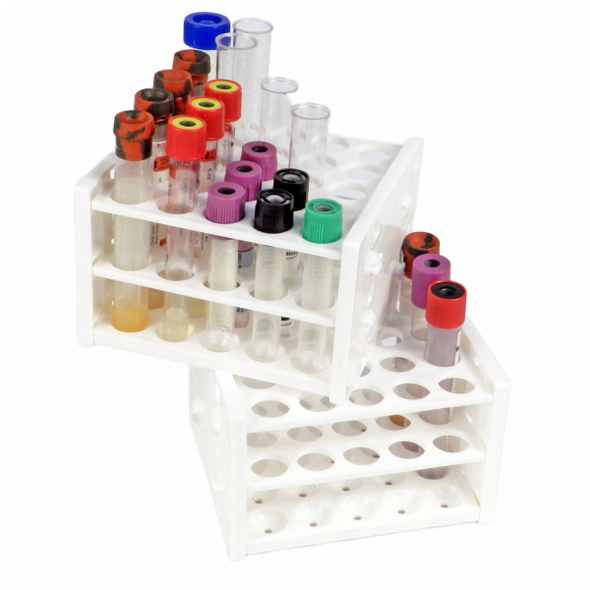 T-Racks Laboratory Tube Rack – 25 Place, Wood Construction, Expandable for 13-16 mm Tubes