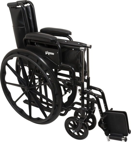 ProBasics K1 Manual Wheelchair – 18 X 16 in Seat, 250 lb Capacity, Flip-Back Arms