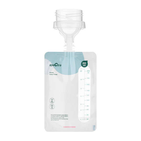 Spectra Simple Store Kit – 10ct 200mL BPA-Free Pump, Store & Feed Bags with Bottle Connector for S1/S2/SG