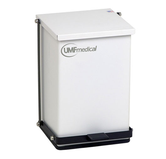 UMF Medical 24-Quart White Waste Receptacle – Heavy-Duty Steel, ft Pedal Lid, 24 Qt Capacity
