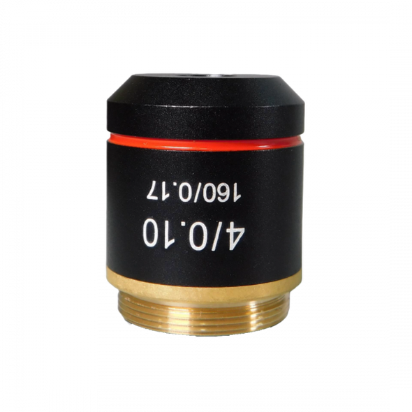 Unico 4X DIN Achromat Objective for G380 Series – 4X Magnification, n.a. 0.10, DIN Standard Compatibility