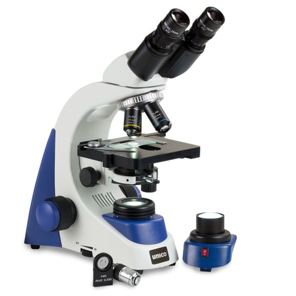 Unico Med/vet Practice Binocular Microscope – Seidentopf Head, Achromat and Phase Objectives, LED Illumination