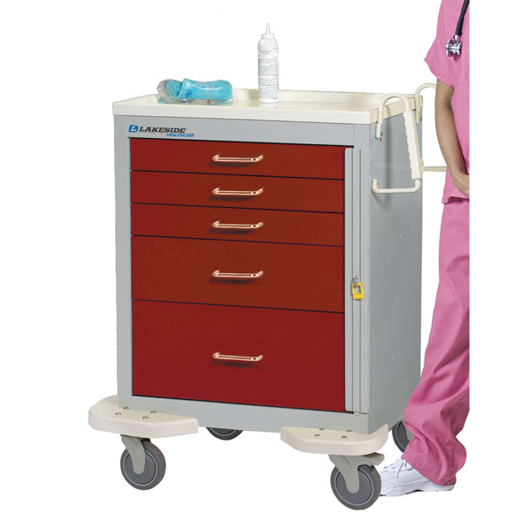 Lakeside Classic Emergency Cart – 5-Drawer Breakaway Lock, Dual-Wall Steel Construction, 32 x 25 in Dimensions