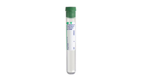 BD Vacutainer Heparin Tubes – 16x100 mm, 10 mL Draw Volume, Lithium Heparin 158 USP Units, Green Closure
