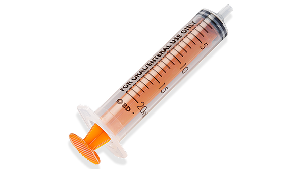 BD Univia Enteral Syringe – 20 mL Fill Volume, Slip Tip, Disposable, Single-Use, 100/Box, 18.4 × 29.4 × 16.4