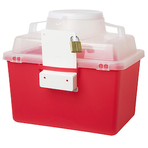 BD Multiuse Nestable Sharps Container – 14 Qt Capacity, Hinge Cap, Red, Polypropylene Construction