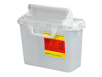 BD Patient Room Sharps Container – 2 Gal Capacity, Counterbalanced Door, Red Polypropylene