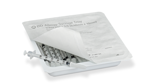 BD Allergy Syringe with Permanently Attached 27 g X 3/8 in. Needle – 0.5 mL Capacity, Intradermal Bevel