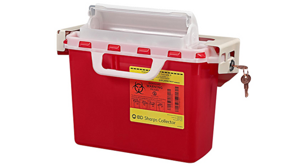 BD Sharps Container Locking Wall Bracket – Metal Construction, Integrated Lock, 13.9 × 4.8 × 4.1 in