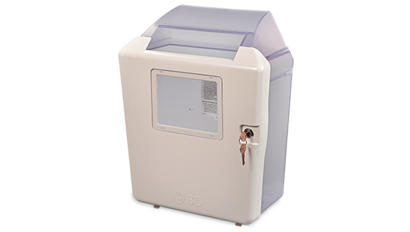 BD Sharps Container Locking Wall Cabinet – 2/3 Gal Capacity, Integrated Lock, Beige Plastic