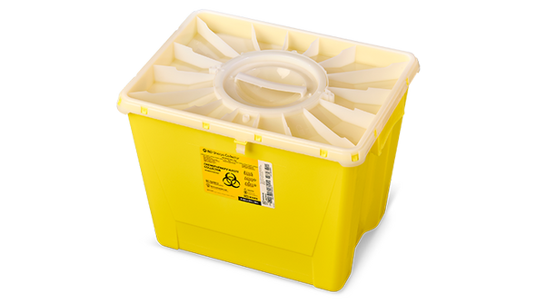 BD PGII Sharps Container – 8 Gal Capacity, Duo Port Access Lid, Yellow Polypropylene, PGII Rated, Secure