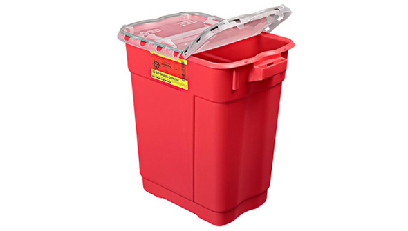 BD Large and Extra Large Sharps Container – 9 Gal Capacity, Hinge Top with Gasket, Red, Secure Disposal