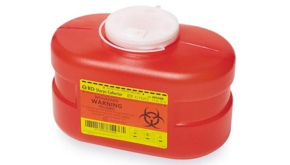 BD Multiuse One-Piece Sharps Container – 3.3 Qt Capacity, Hinge Cap with Petals, Red, Durable Plastic