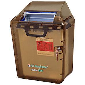 BD Patient Room Sharps Container – 2 Gal Capacity, Counterbalanced Door, Locking Lid, Polypropylene
