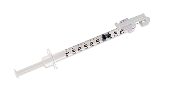 BD Safetyglide Tuberculin Syringe with Permanently Attached 27 g X 3/8 in. Needle – 1 mL Capacity